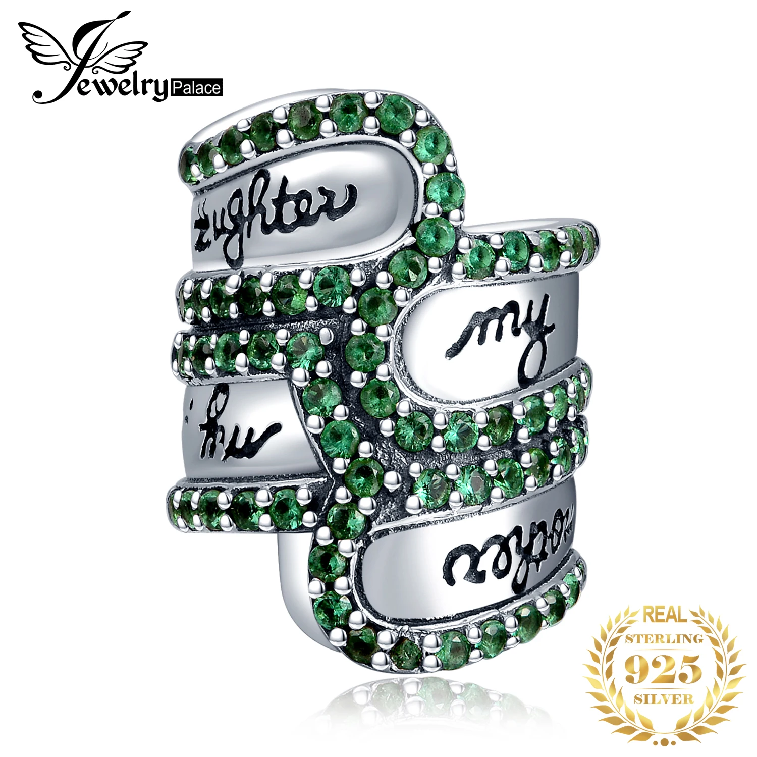 JewelryPalace 925 пробы Серебряный зеленый кубический цирконий выгравированы моя мать