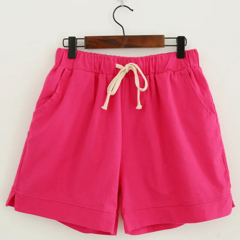 

Summer Ladies Hot Shorts Cotton Linen Sports Shorts Girl Slit Loose Short Sexy Mini Pink Shorts Plus Size Casual Homewear Women