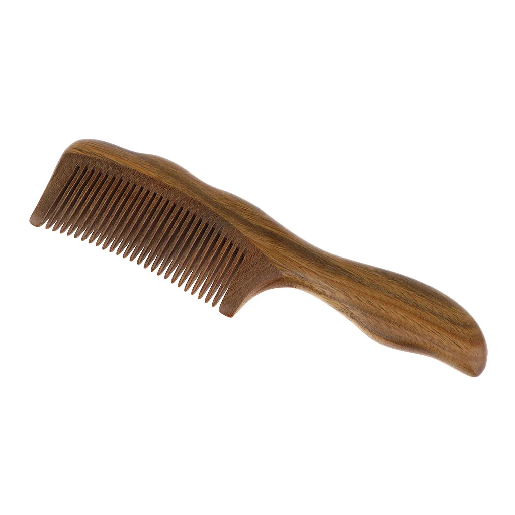 

Handmade Anti-Static Natural Green Sandalwood Comb Fine Tooth with Handle