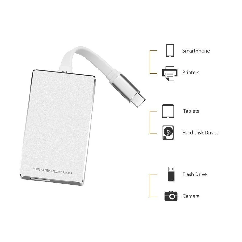 USB C концентратор type адаптер Thunderbolt 3 с 4K HDMI PD зарядными портами 2 0 Micro SD/SD TF