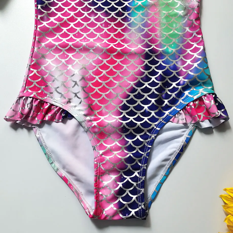 5-12 Years Girl Swimwear Kids Mermaid One Piece Swimsuit Vintage Children Ruffle Bathing Suit Beachwear 2020 | Спорт и развлечения