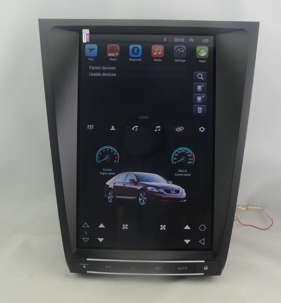 Автомобильная GPS-навигация 12,1 дюйма с вертикальным экраном Tesla Style на основе Android 9, восьмиядерный процессор для Lexus GS 300 350 430 460 450h 2006-2011.