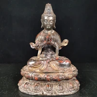 14tibet temple collection old bronze lacquer cinnabar tara buddha mother guanyin bodhisattva northern wei buddha