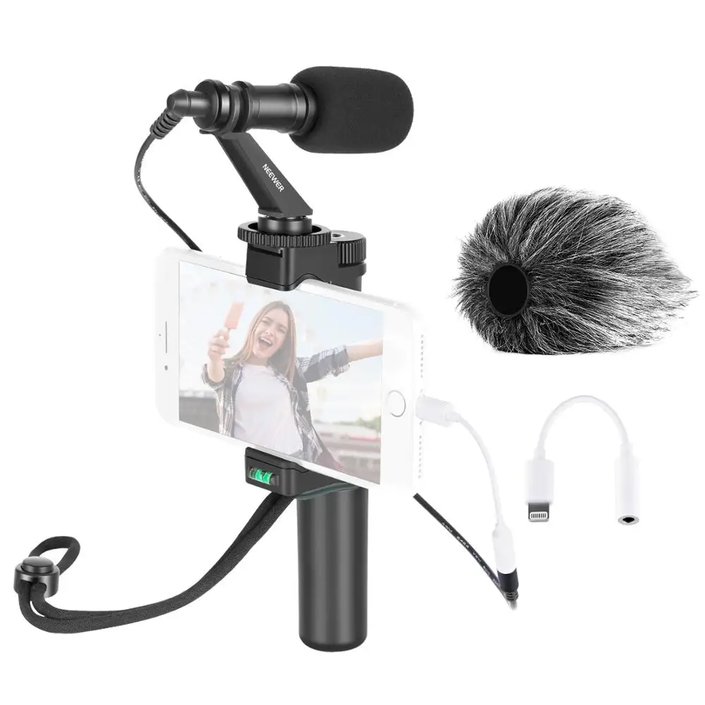 

Neewer Smartphone Rig Filmmaker Grip Tripod Mount, CM14 Video Microphone For iPhone12/11/11 Pro/11 Pro Max/XS/XR Smartphones