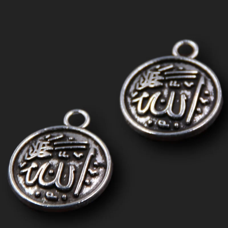 

10pcs Silver Plated Islamic Tag Pendant Retro Bracelet Metal Accessories DIY Charm Muslim Jewelry Crafts Making 21*18mm A141