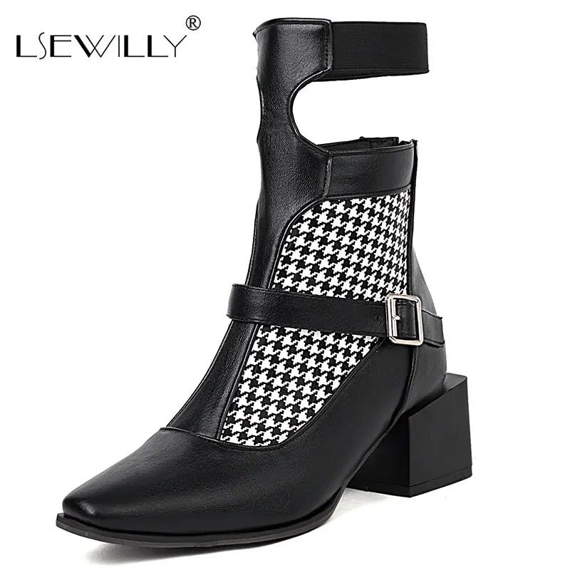 

Lsewilly Punk Buckle Strap Ankle Boots Women Rome Gladiator Hollow Cut Out Mix Color Boot 2022 Fall Winter New Chic Booties Shoe