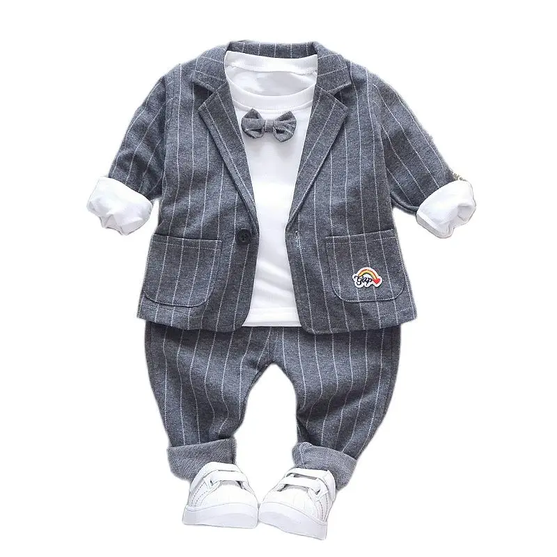 Комплект одежды для маленьких мальчиков Деловой костюм детей с бантом Платье дня