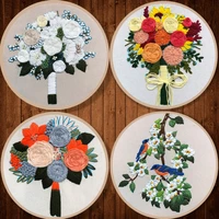 creative embroidery kit holding flowers pattern diy material package beginner needlework tools sewing craft kits home decoration