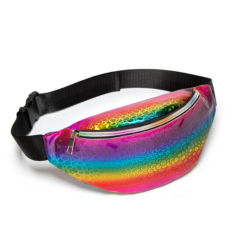 

Rainbow Adjustable Belt Waist Packs Chest Bag Women Zipper Waterproof PU Leather Bum Bags Travel Sprots Purse Pouch Fanny Pack