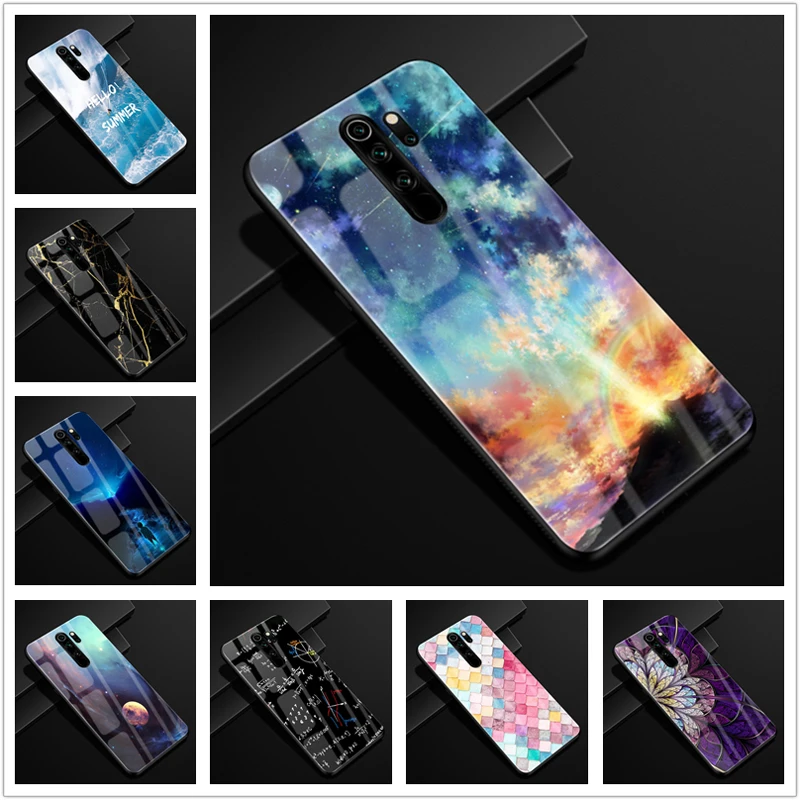 Для Xiaomi Redmi Note 8 Pro Чехол силиконовый бампер стекло жесткая задняя крышка для Redmi Note 8 чехол для телефона s Redmi Note8 Pro 8Pro Coque