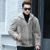 new mens gray faux fur coat hooded casual jacket warm winter outwear big size s1