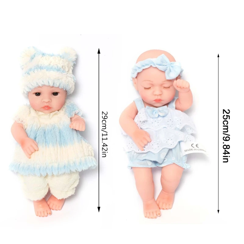 

25cm Lovely Simulation Dolls Vinyl Open/Close Eyes Rebirth Doll with Clothes 97BC