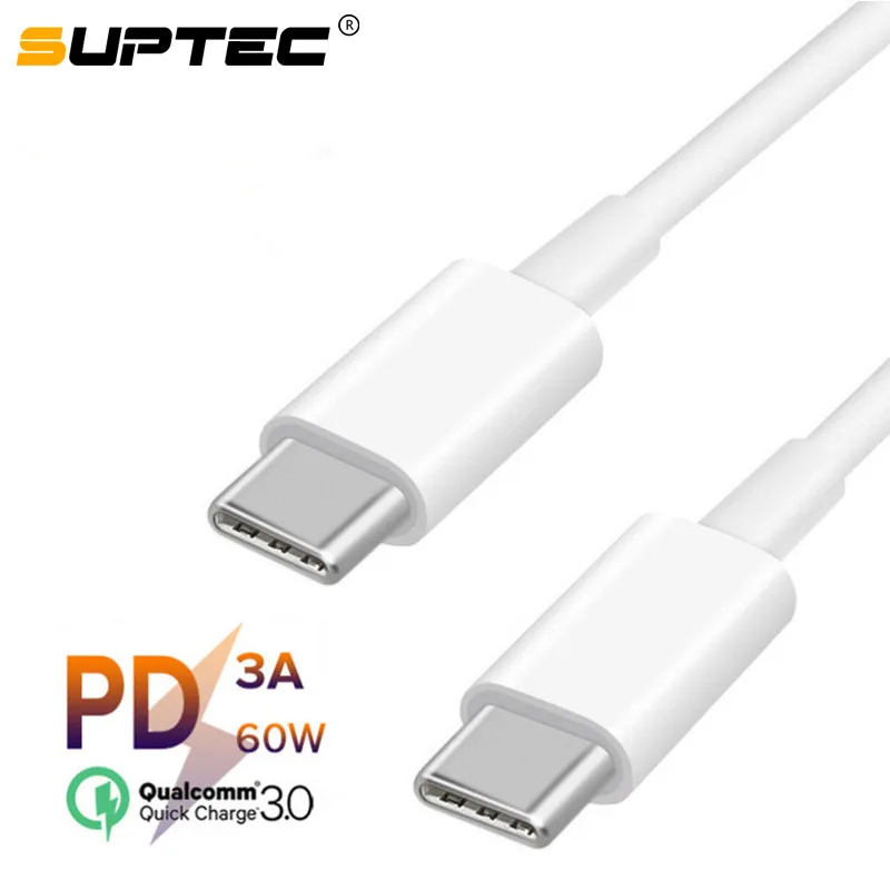 

SUPTEC 2m Type C USB Cable For Huawei P30 Redmi K20 Samsung S9 Plus Type C USB-C Wire Support PD 60W QC3.0 3A Quick Charge Cable