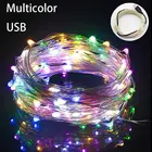 1 м 5 м 10 м сказосветильник Свет USB 100 светодиодов Звездная гирлянда s Fairy Micro LED прозрачный провод для рождества свадьбы вечеринки 6 цветов