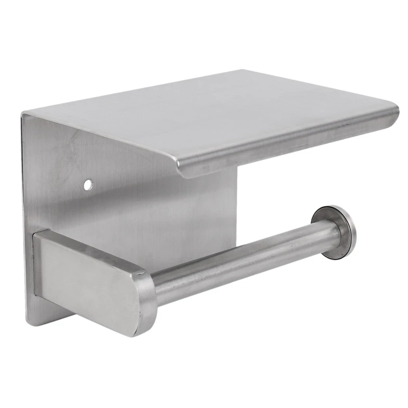 

Self-Adhesive or Wall-Drilling Toilet Paper Holder Tissue Holders Paper Storage with Mobile Phone Storage Shelf