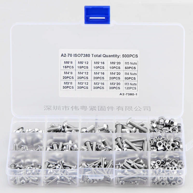 

Набор винтов с шестигранным отверстием и круглой головкой из нержавеющей стали, винты с шестигранным отверстием в форме гриба с гайкой M3 M4 ...