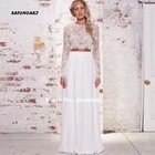 Женское пляжное шифоновое платье It's yiiya, белое кружевное платье из двух предметов с длинными рукавами на лето 2022