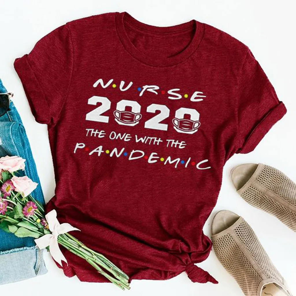 2020 футболка с надписью The One Where They cardined Social Distancing Harajuku Женские топы круглым