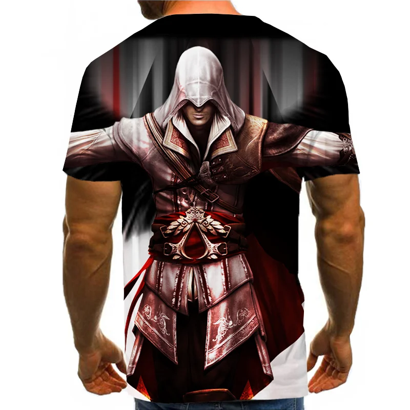 Повседневная футболка в стиле хип-хоп, Женская/Мужская футболка, Assassins Creed, короткий рукав, забавная 3D футболка, летние топы, футболки, harajuku, модная футболка