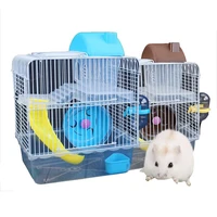 hamster cage double villa type wire cage with hamster feeding bowl running roller skating toy small castle double layer