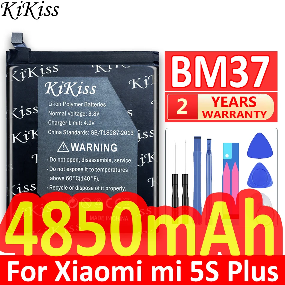 

KiKiss Large Capacity 4850mAh Mobile Phone Replacement Battery BM37 for Xiaomi Mi 5S Plus MI5S Plus