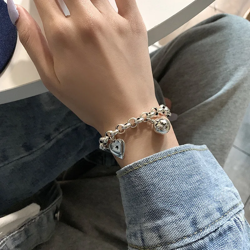 

925 love round ball bracelet retro cold wind bracelet punk tide hand act the role ofing