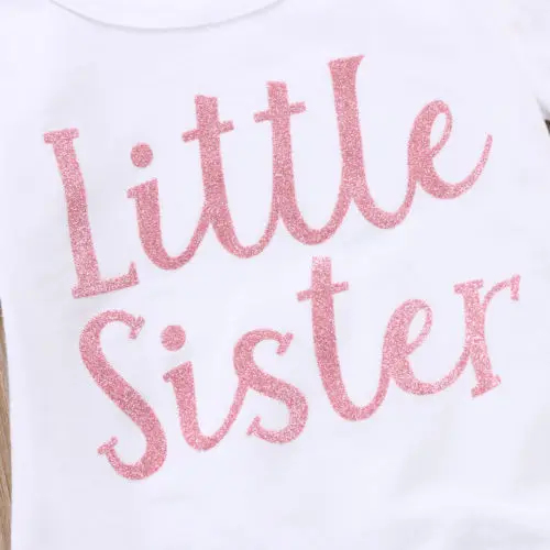 

3Pcs Autumn Winter Newborn Infant Baby Girl Clothes Set Letter Little Sister Romper + Floral printed Pants Outfits 3-24M