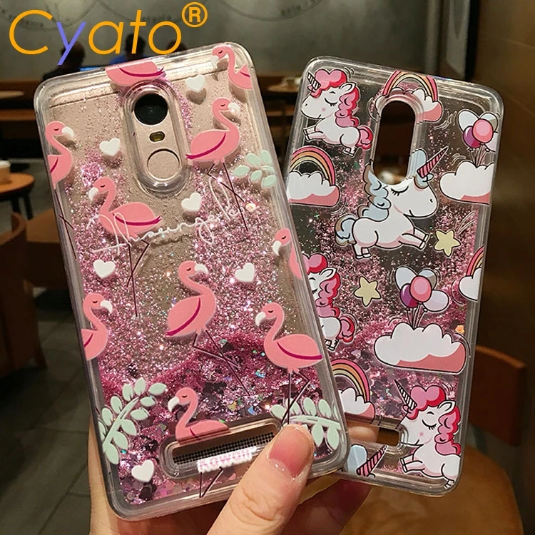 Cyato динамический непроницаемый для воды и жидкости чехол для Xiaomi Redmi 4X/Note 4/Note 3/Note 5A мультфильм Единорог сверкающие блестящие звезды Мягкий ТПУ чехол