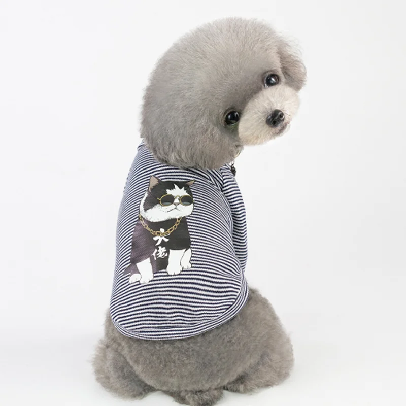 Хлопковая теплая одежда для собак полосатая футболка маленьких питомцев щенков