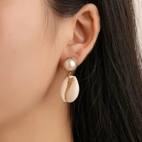 hocole goldsilver color metal shell earrings for women bohemian geometric shell drop earring female party jewelry 2019 brincos
