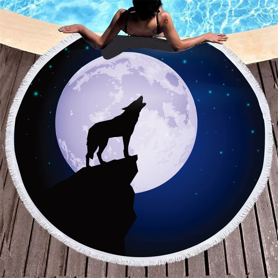 

Банное полотенце Moon Night Wolf с 3D принтом, модное быстросохнущее мягкое пляжное полотенце из микрофибры для взрослых и детей, для душа