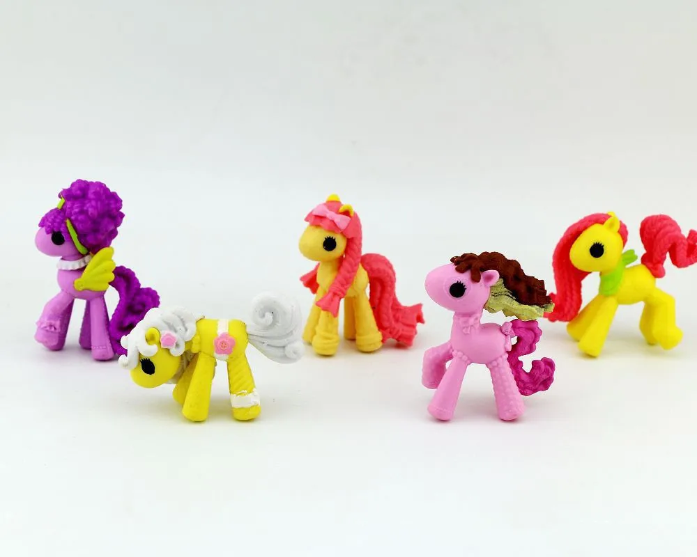 

5pcs Little Horse Action Figures Toys for Kids Cute PVC Earth Ponies Unicorn Pegasus Alicorn Bat Figure Model Dolls