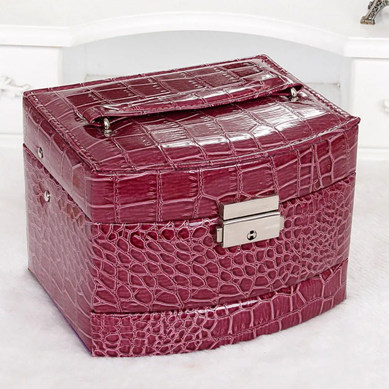 3 слоя шкатулка с ящиками Ожерелье Ювелирные изделия Чехол замком и макияж ключом