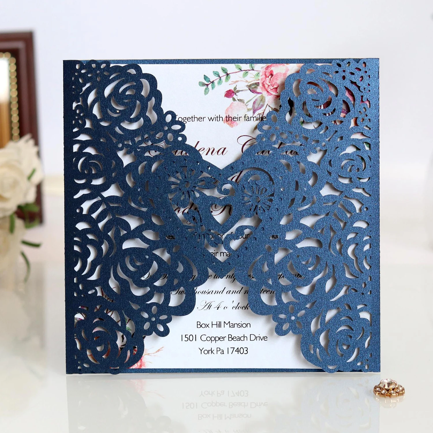 10 шт. лазерные Пригласительные открытки с жемчугом | Дом и сад