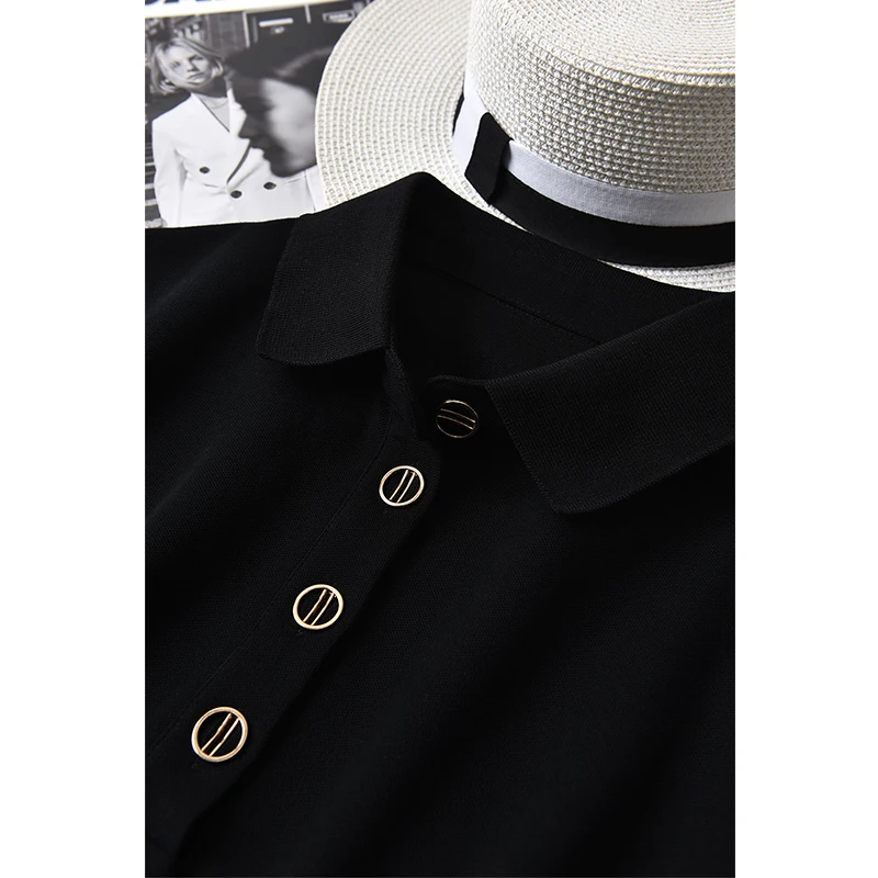 

SHUCHAN Woman Summer Dress Casual Knee-Length Regular Turn-down Collar 62% Cotton Straight Solid Elegant Korean Dresses