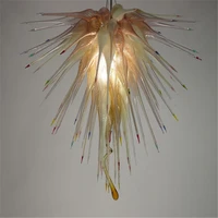 hand blown glass crystal chandelier champagne w80xh80cm led art pendant light indoor lustre hotel hallparlor decoration