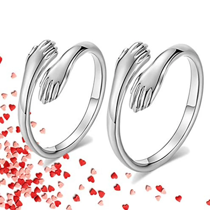 

Simple Hand Hug Open Ring Adjustable Ring Female Alloy New Product Fashion Personality Romantic Unisex Ring Couple Gift