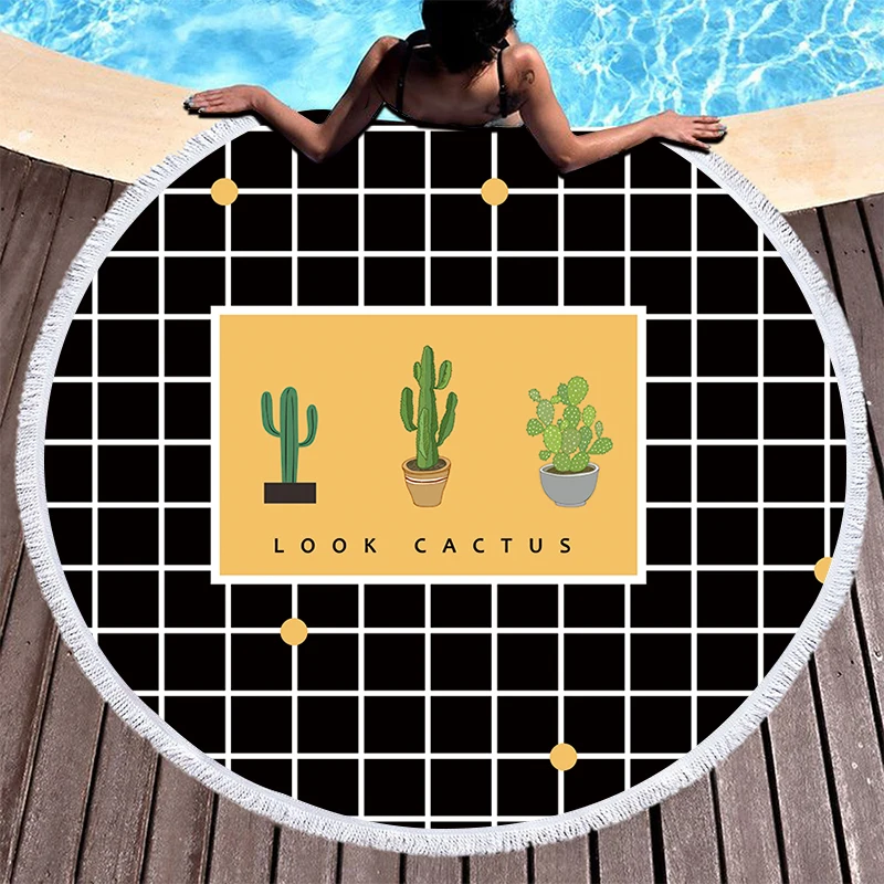 Plant Cactus Print Beach Towel With Tassel Microfiber Large Bath Boho Summer Yoga Mat Throw Blanket Toalha De Praia |