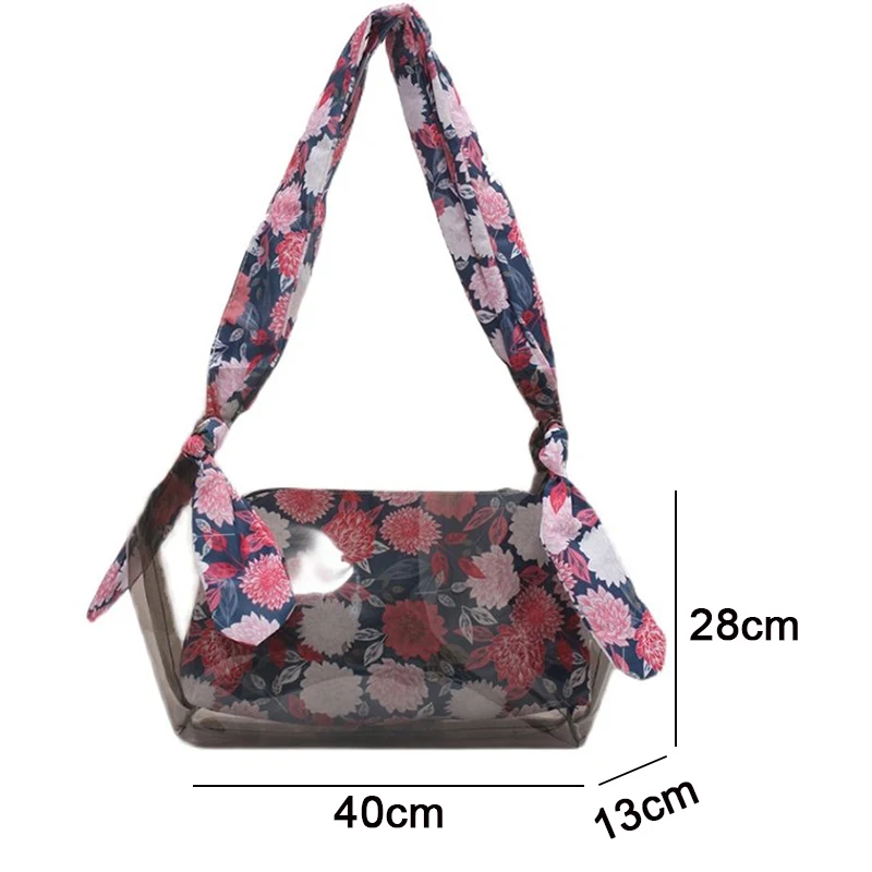 

Shoulder Bags Underarm Women Bag Totes Bag Handbag Purse All-match Transparent Fashion PU Leather High Capacity Flower Pattern