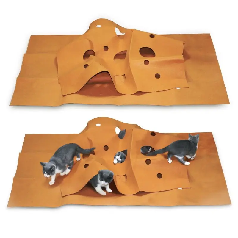 

Cat Playing Mat Training Pet Activity Play Mats Collapsible Pets Rug Scratch Resistant Toys Bite Pad
