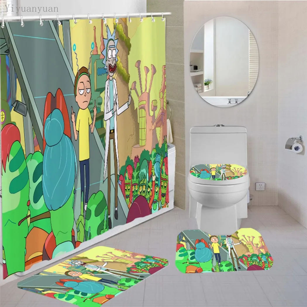 Economici Fantasy Anime Stampa 3D Set Di Tende Per Doccia Tenda Da Bagno Impermeabile Tappetino Da Bagno Tappeto Tappeto Toilette 4 Pezzi Set Decorazioni Per La Casa