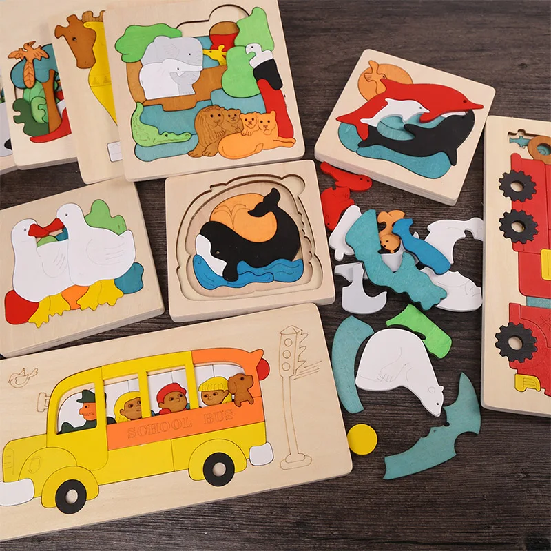 Детские Игрушки для раннего развития Мультяшные животные многослойная