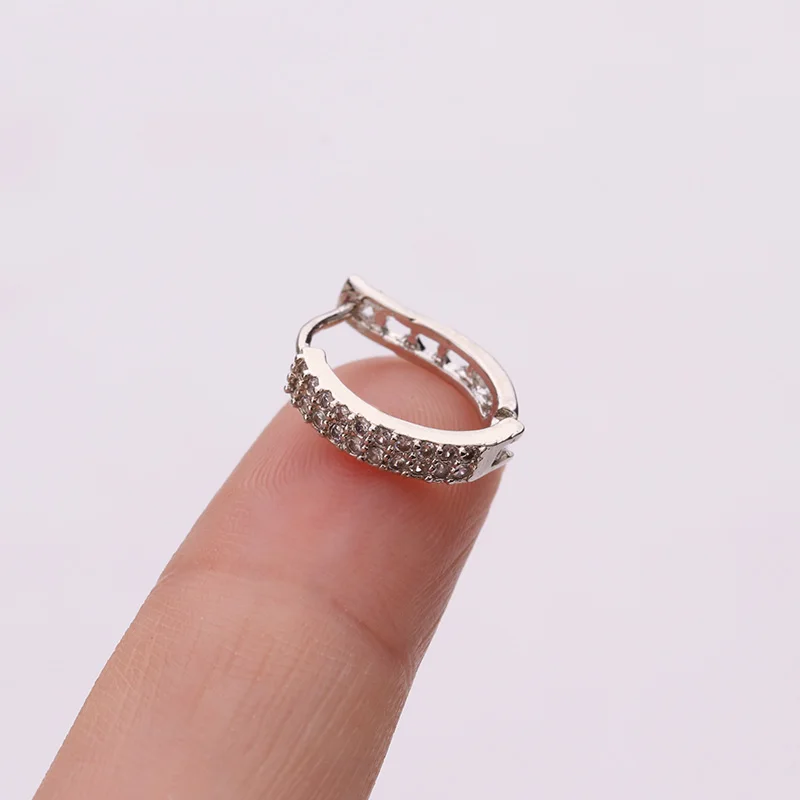 1PC Silver And Gold Color Tiny Cubic Zirconia Huggie Hoop Earring Cartilage Helix Conch Lobe Ear Piercing Jewelry | Украшения и