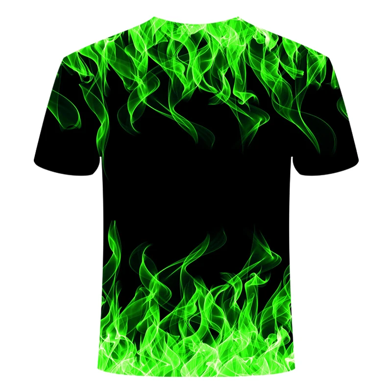3d футболка черная футболка Повседневный Топ Camiseta Streatwear с коротким рукавом Ткань Синий Красный пламенный модная летняя футболка мужская футболка