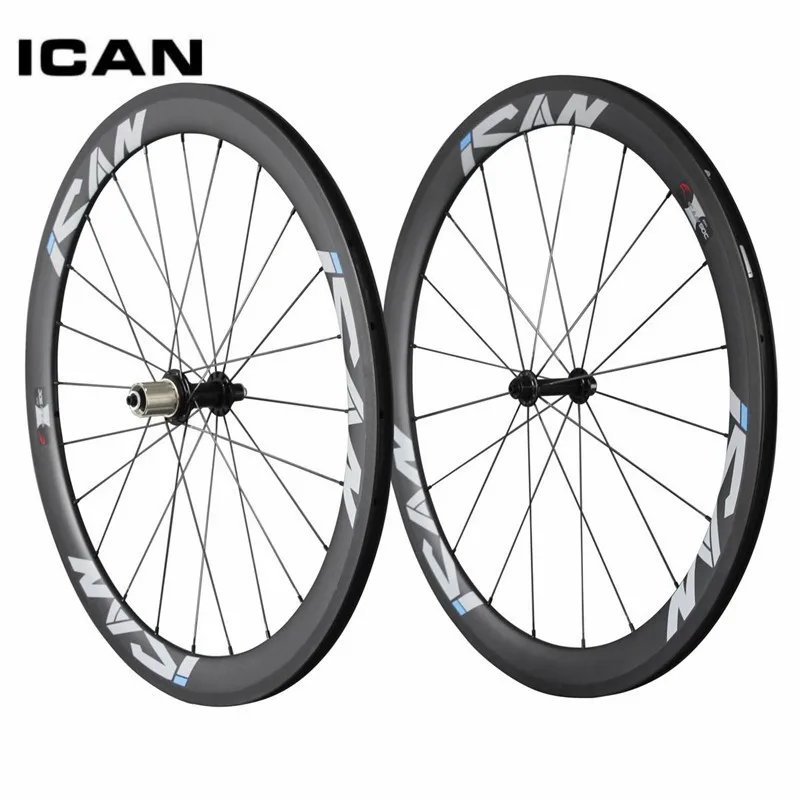 

ICAN 700C 50mm clincher carbon wheels 23mm width UD matt road bicycle Powerway R13 black hubs CN spoeks carbon wheelset 50C