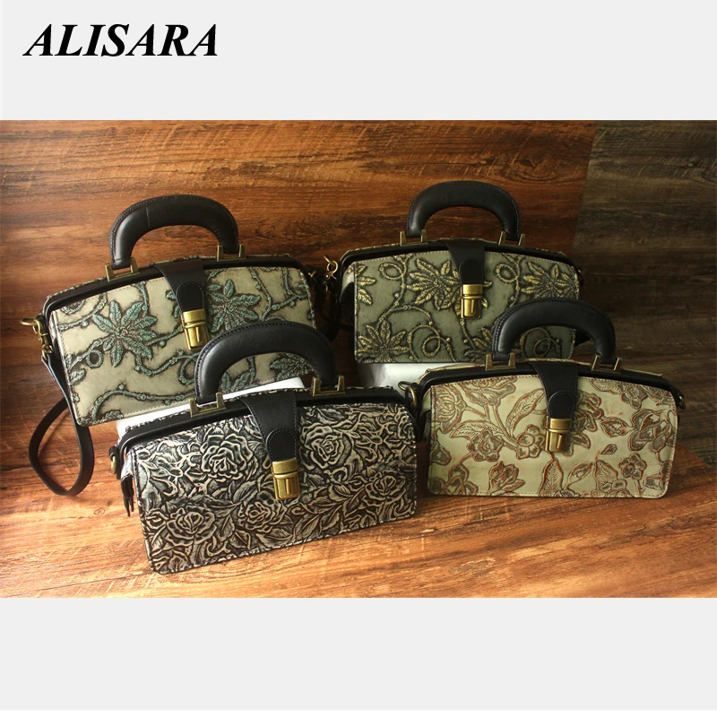 

Embossed leather Doctor handbag Original design 2021Messenger bag vintage Shoulder bag for women The best Christmas gift to her