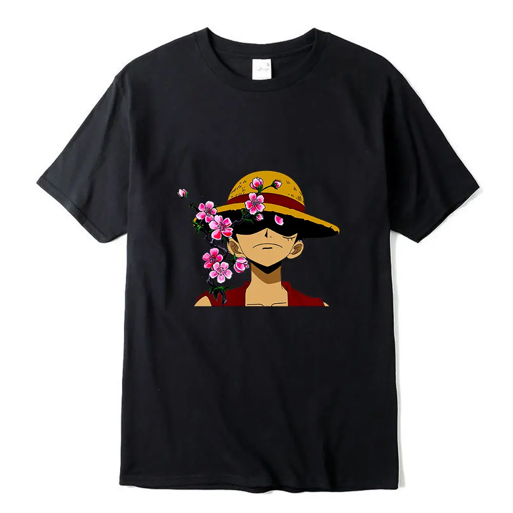 

Классическая Летняя тонкая хлопковая свободная Мужская футболка с принтом Луффи из аниме One Piece 2021 с короткими рукавами, дизайнерская нишев...