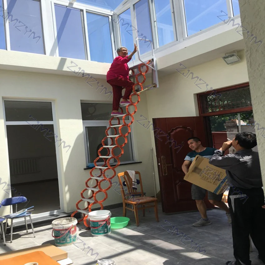 

3.1-3.5m Outdoor Hanging Retractable Staircase Manual Wall mounted Folding Ladder Portable Telescopic Stairs Household Tool Set