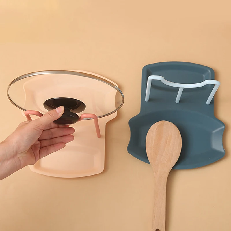 

1pc Plastic Pot Lid Rack Spoon Holder Space Saving Cooking Tools Kitchen Gadget