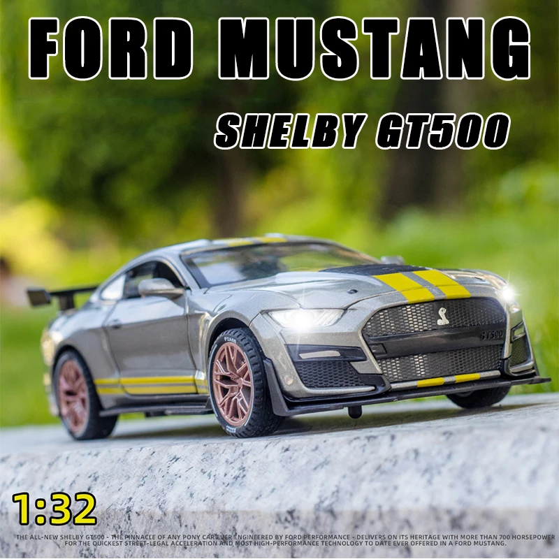 

Литая модель автомобиля 1:32 из сплава, миниатюрная модель автомобиля FORD MUSTANG SHELBY GT500, металлический автомобиль, спортивный автомобиль, коллек...